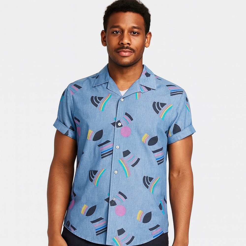 Take Pride Short Sleeve Button Down Cotton Shirt XS A New Day